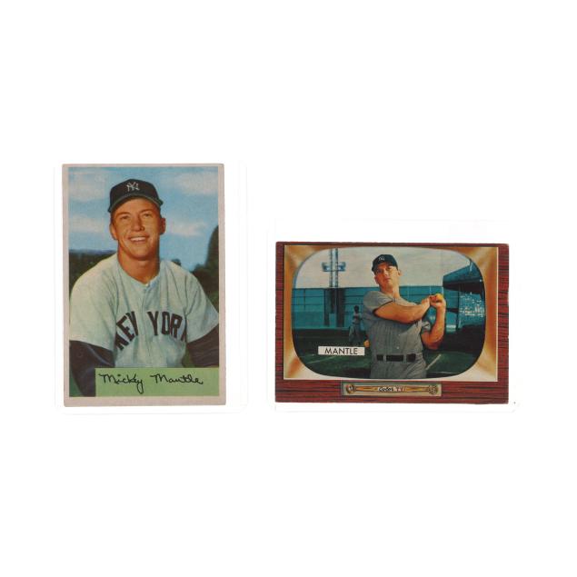 1954-and-1955-bowman-mickey-mantle-baseball-cards