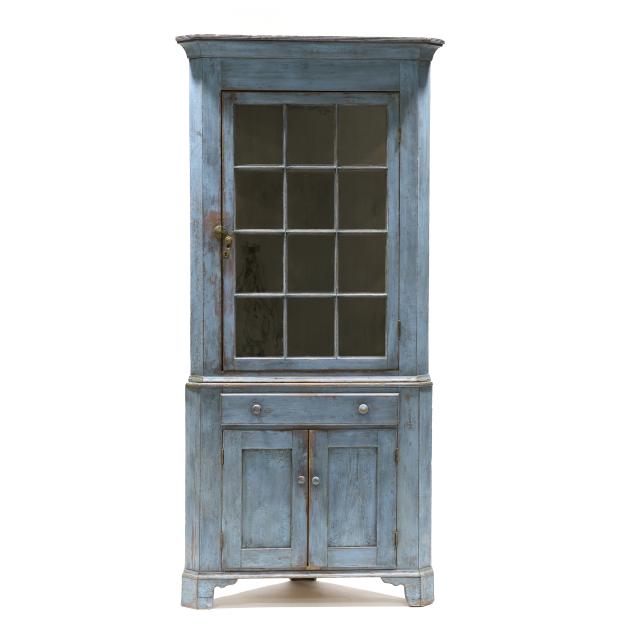 bench-made-chippendale-style-blue-painted-corner-cupboard