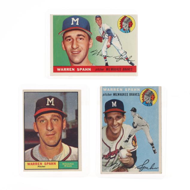 1954-1955-and-1961-topps-warren-spahn-baseball-cards
