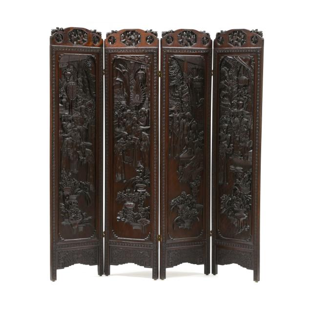 a-chinese-four-panel-carved-rosewood-screen