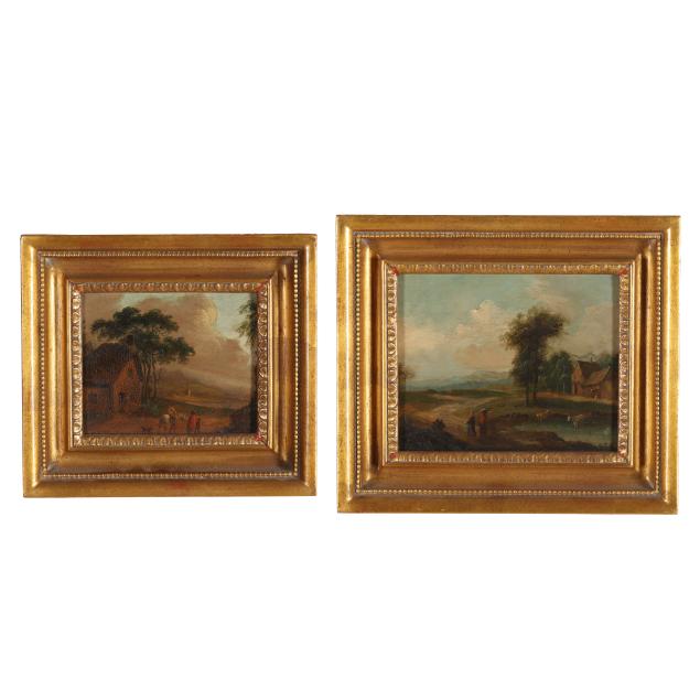 dutch-school-18th-century-two-small-pastoral-landscapes-with-figures