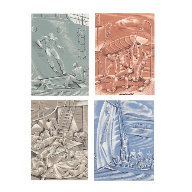 nina-barr-wheeler-american-mid-20th-century-four-illustrations-of-joseph-conrad-s-i-lord-jim-i