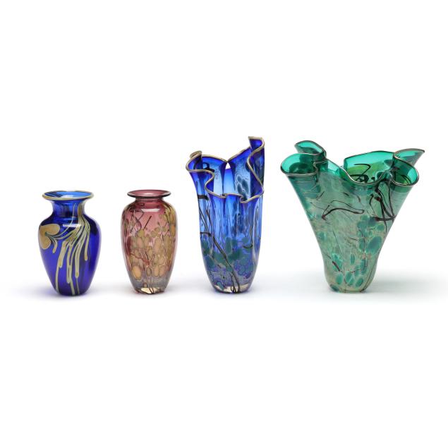 four-signed-studio-art-glass-vases