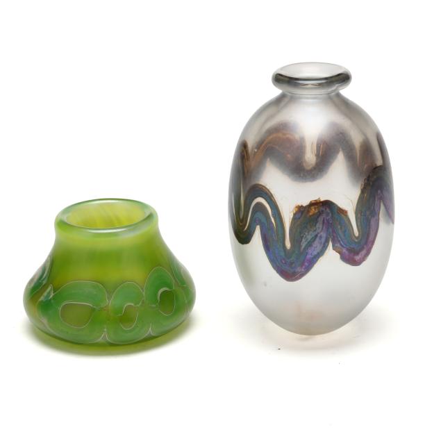 mark-peiser-two-early-art-glass-cabinet-vases