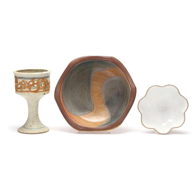 two-studio-pottery-bowls-and-a-candle-votive-holder