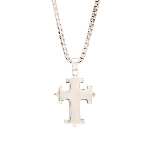 silver-chain-tiffany-co-and-a-cross-pendant-robert-lee-morris