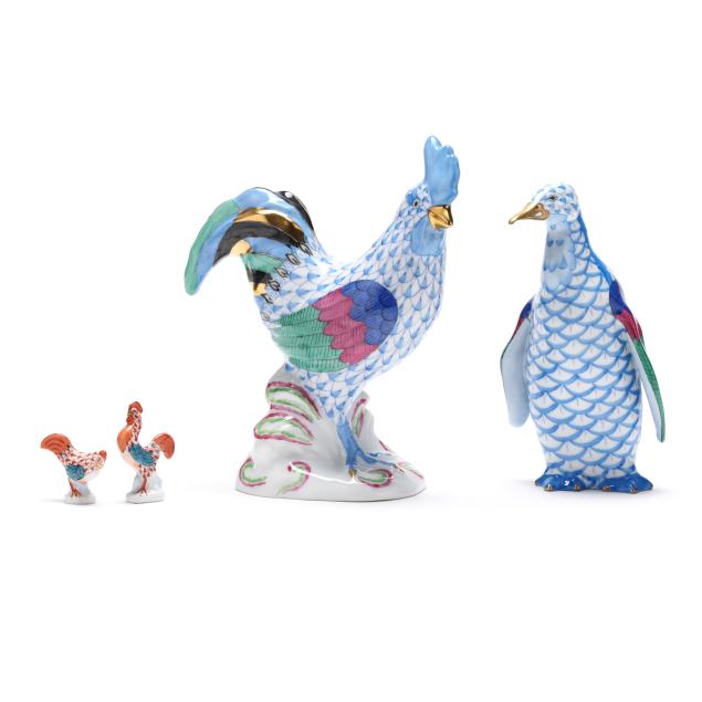 herend-four-fishnet-porcelain-birds