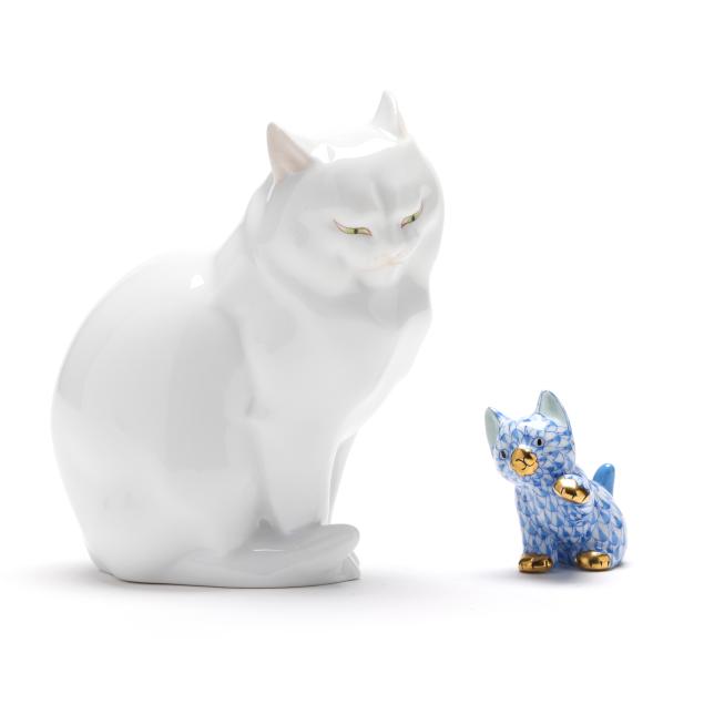 two-herend-porcelain-cats