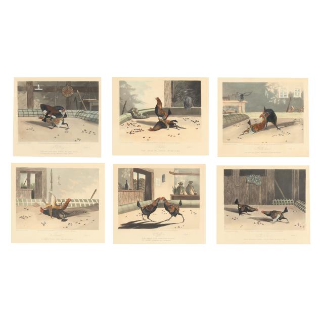 newton-fielding-english-1799-1856-set-of-six-cock-fighting-prints