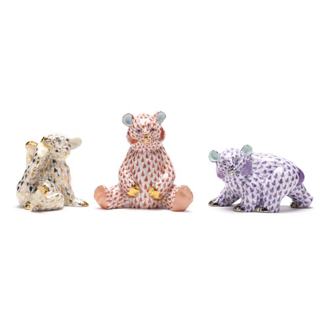 herend-three-fishnet-porcelain-bears