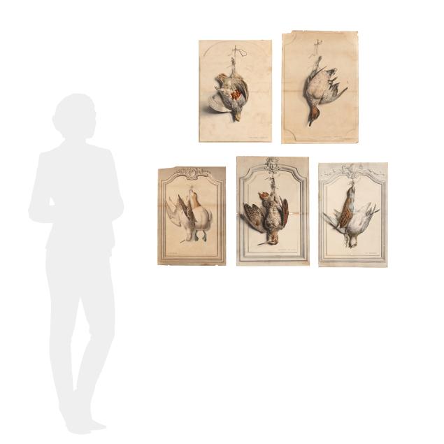 five-antique-french-game-bird-lithographs