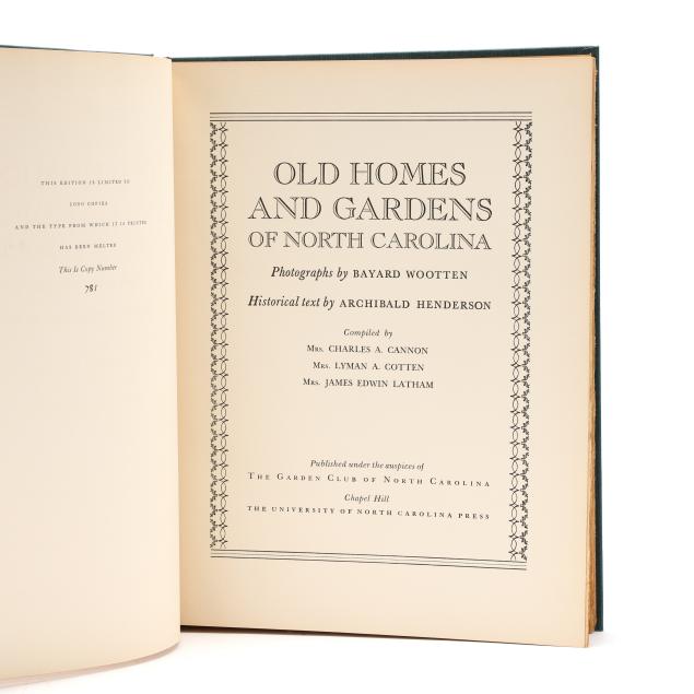 i-old-homes-and-gardens-of-north-carolina-i-signed-by-bayard-wootten