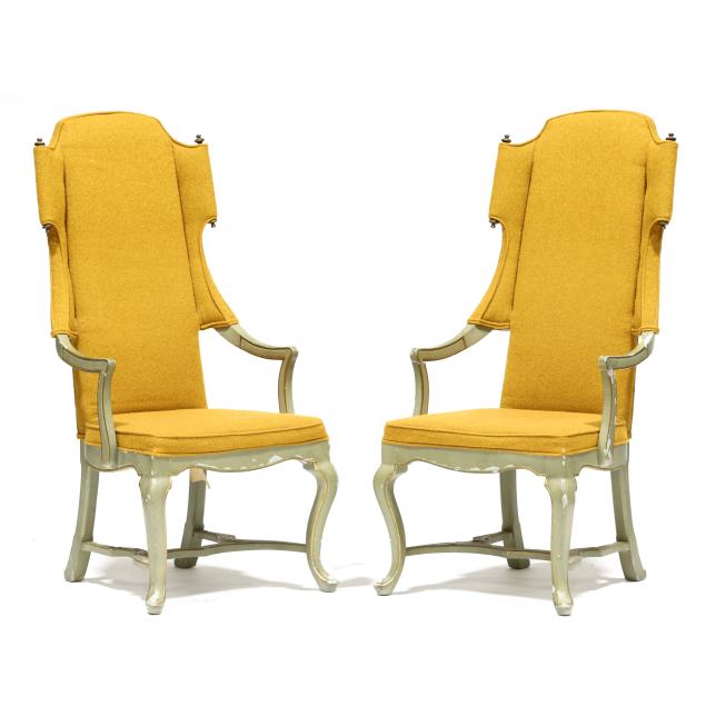 drexel-pair-of-vintage-italianate-high-back-armchairs