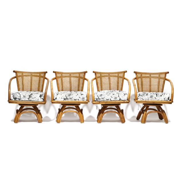four-vintage-rattan-swivel-chairs