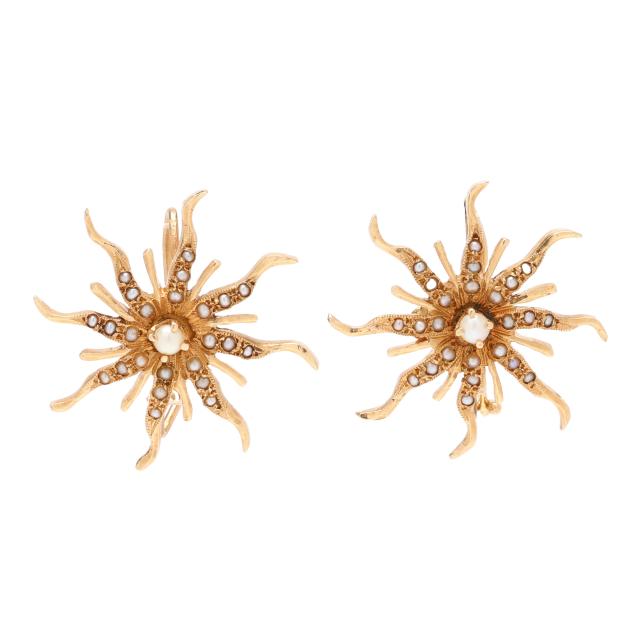 vintage-gold-and-seed-pearl-sunburst-earrings