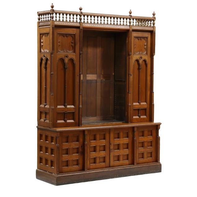 gothic-revival-carved-pine-cabinet