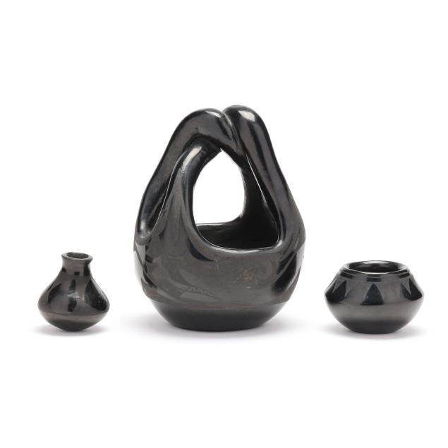 three-santa-clara-pueblo-blackware-pottery-vessels