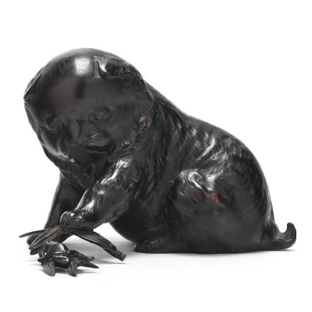 a-japanese-bronze-okimono-of-a-puppy-by-masayuki