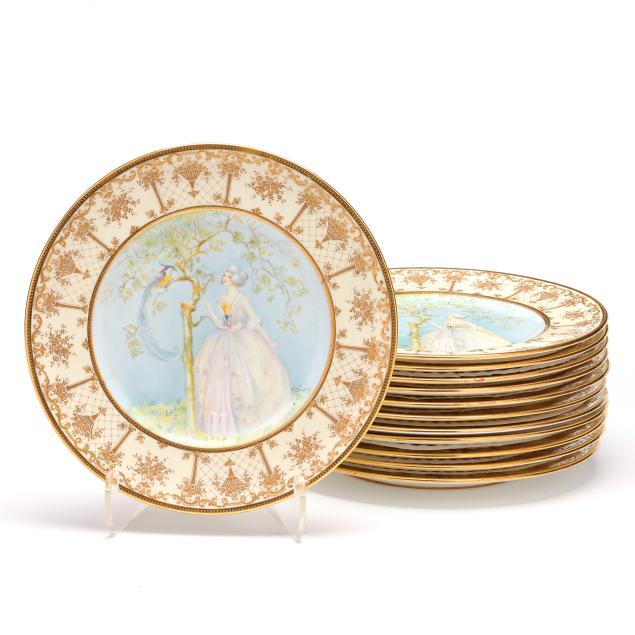 12-royal-doulton-cabinet-plates-custom-for-ruth-coltrane-cannon-nc-1891-1965