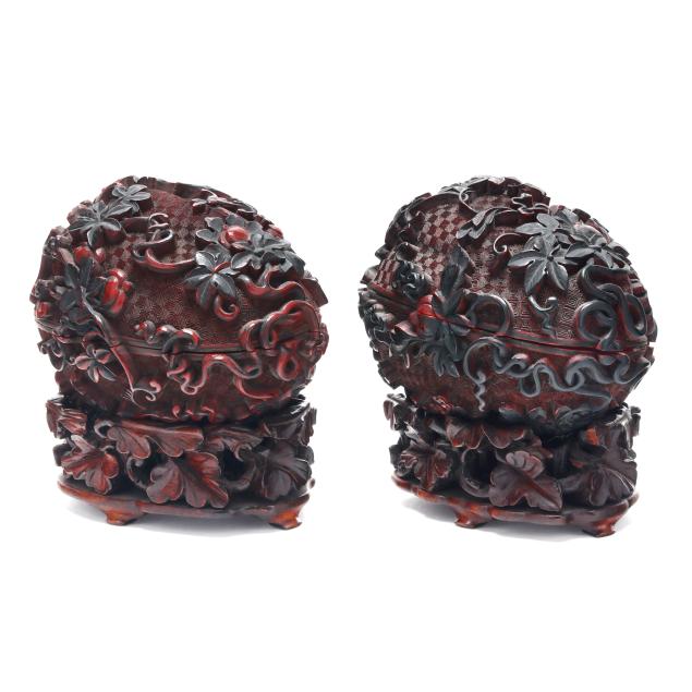 a-pair-of-chinese-carved-cinnabar-lacquer-gourd-shaped-boxes