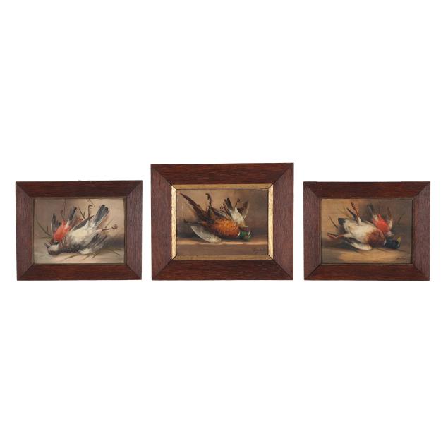 french-school-19th-century-three-still-life-paintings-of-game-birds-signed