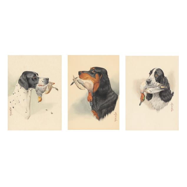 boris-riab-russian-french-1898-1975-three-sporting-dog-portraits