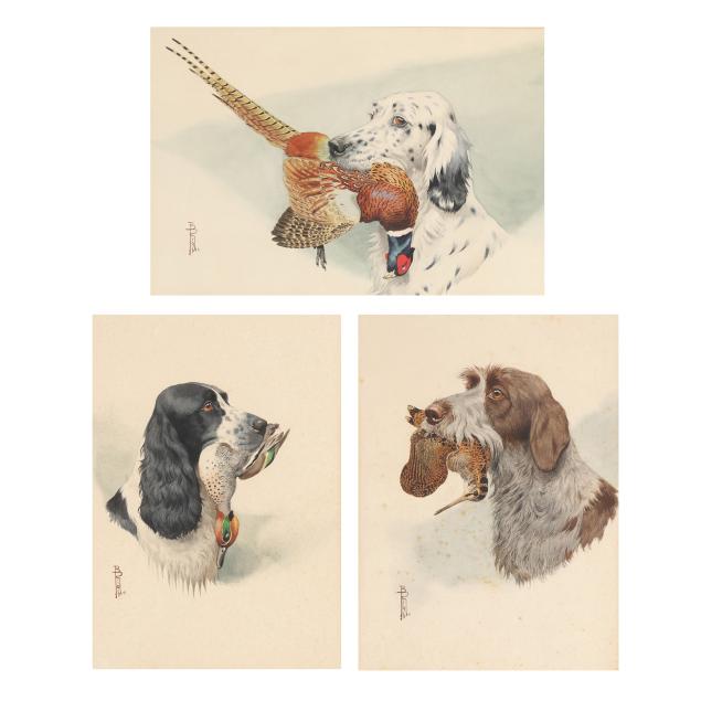 boris-riab-russian-french-1898-1975-three-portraits-of-sporting-dogs