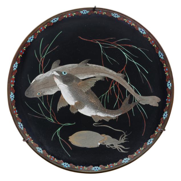 a-japanese-cloisonne-dish-with-fish-and-squid