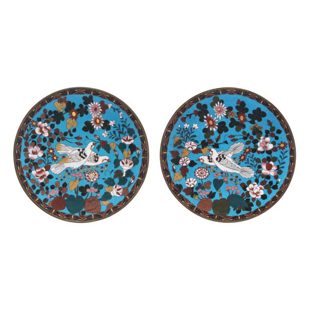 a-pair-of-japanese-cloisonne-plates-with-doves-and-flowers