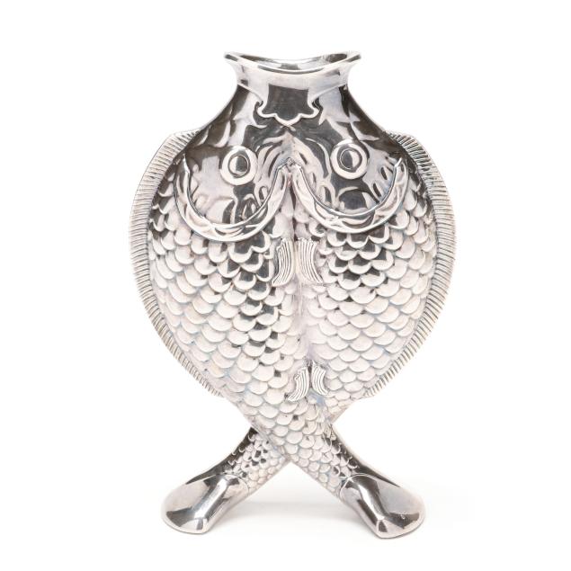 christofle-silverplate-double-fish-vase