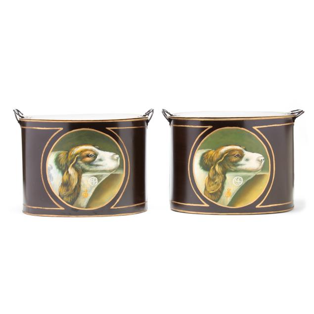 pair-of-english-toleware-storage-containers-with-painted-spaniels