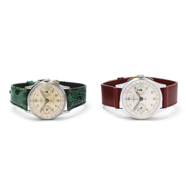 two-vintage-stainless-steel-chronograph-watches