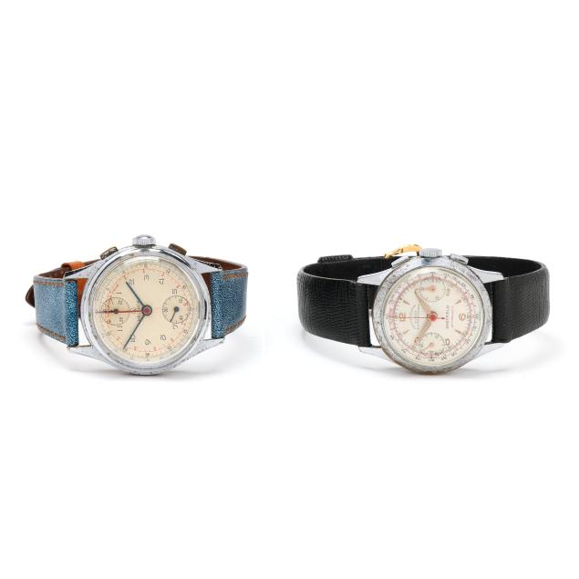 two-vintage-stainless-steel-chronograph-watches