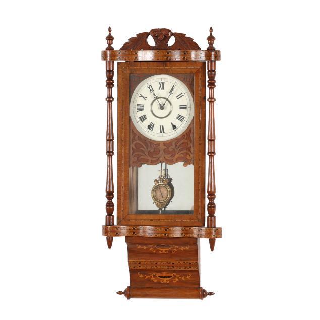 new-haven-clock-co-antique-anglo-american-inlaid-drop-wall-clock