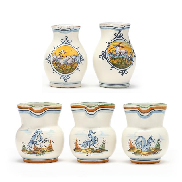 five-vintage-italian-faience-creamers