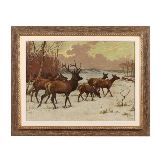 georges-frederic-rotig-french-1873-1961-family-herd-of-deer-in-the-snow