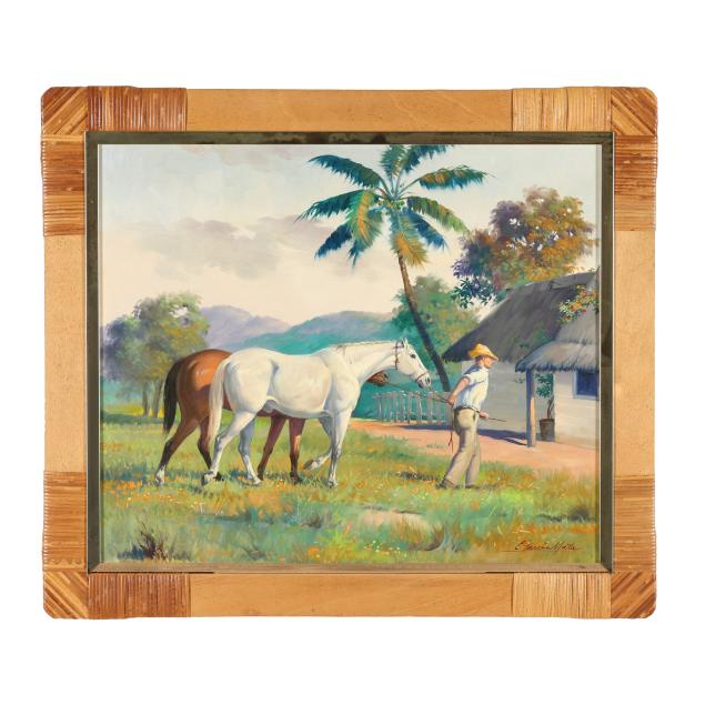 eulalio-garcia-mata-cuban-1910-1985-tending-to-the-horses