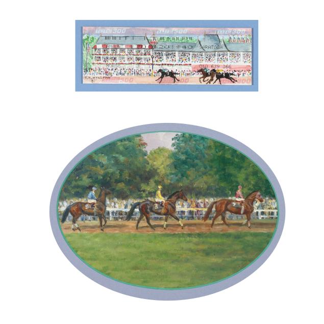 american-school-late-20th-century-two-small-paintings-of-horse-races