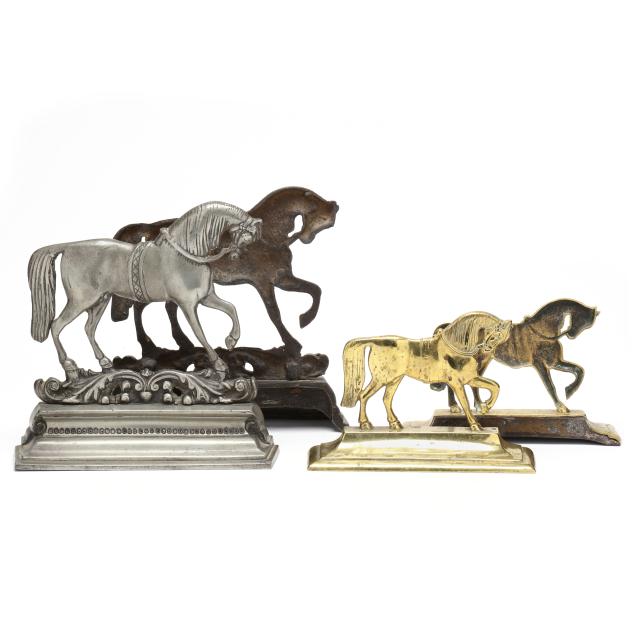 two-pairs-of-cast-horse-relief-fireplace-ornaments