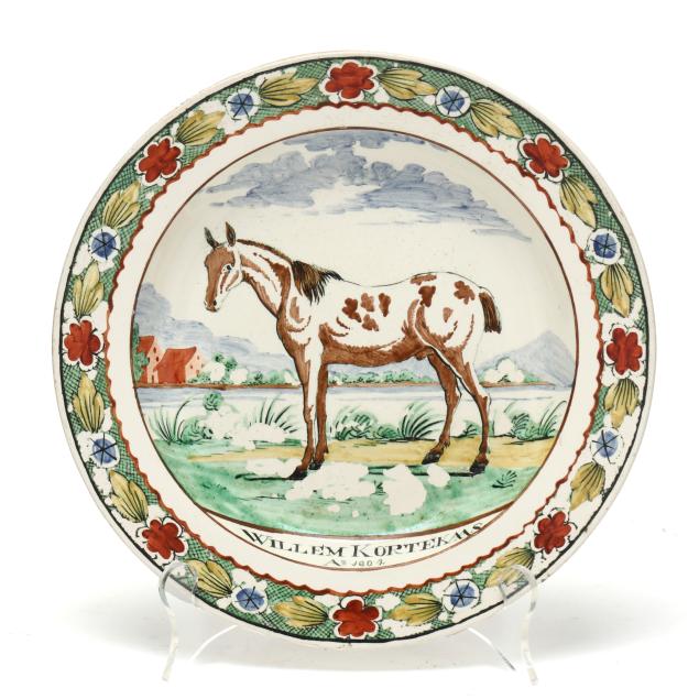 antique-english-hand-painted-plate-with-horse