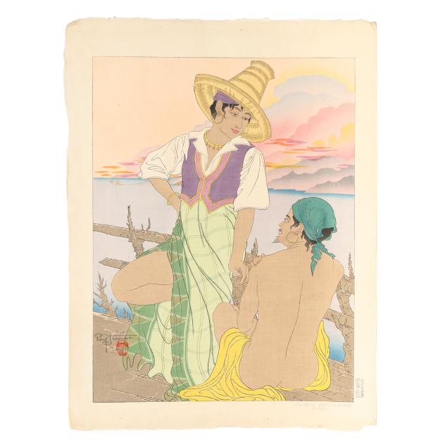 paul-jacoulet-french-1902-1960-i-coucher-de-soleil-a-menado-celebes-i