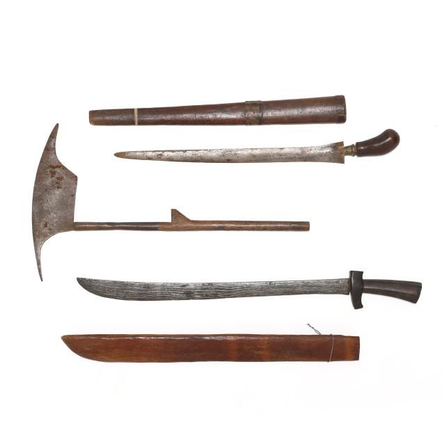 two-southeast-asian-long-knives-and-a-classic-headhunter-s-axe