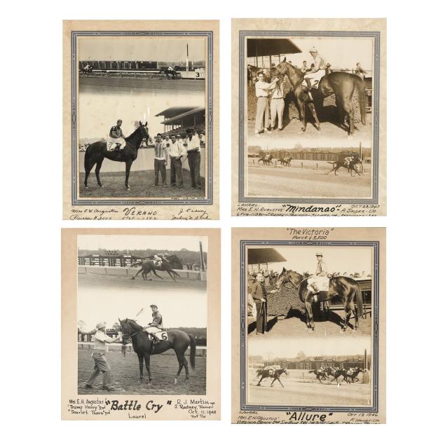 four-vintage-racehorse-photographs-i-allure-battle-cry-verano-mindanao-i