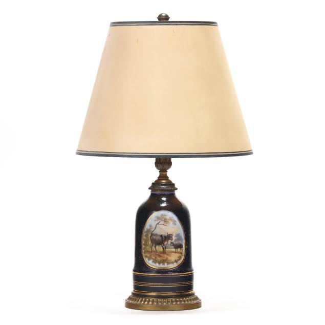 antique-sevres-style-cobalt-porcelain-lamp-with-shade