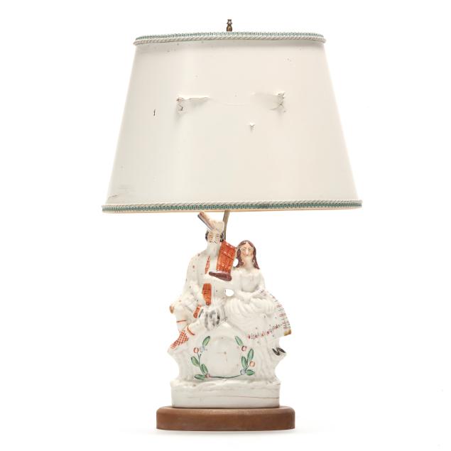 staffordshire-highland-couple-with-painted-clock-table-lamp