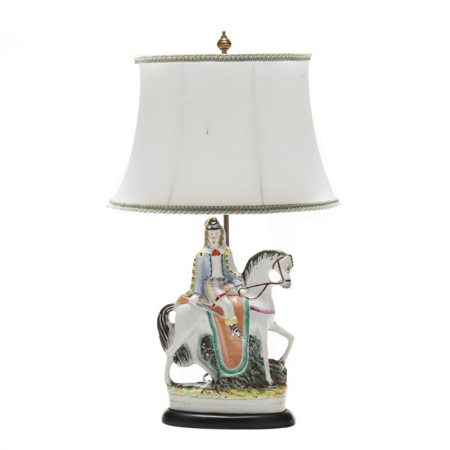 colorful-staffordshire-table-lamp-with-spanish-soldier-on-horseback