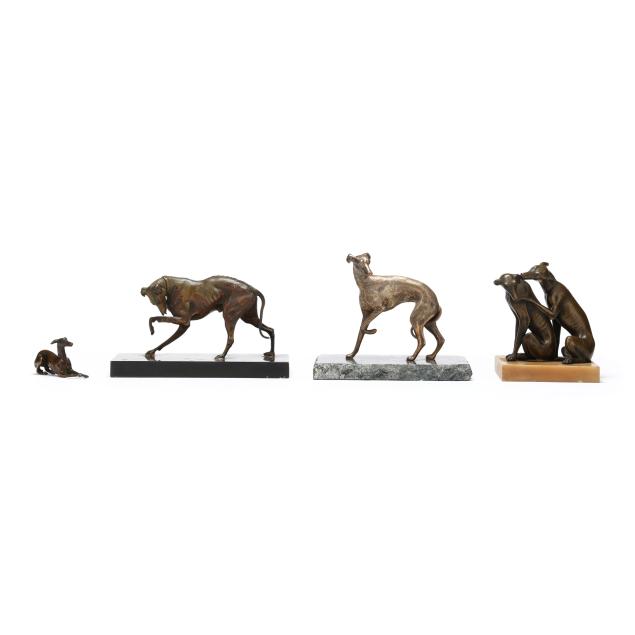 four-bronze-models-of-greyhounds-and-whippets