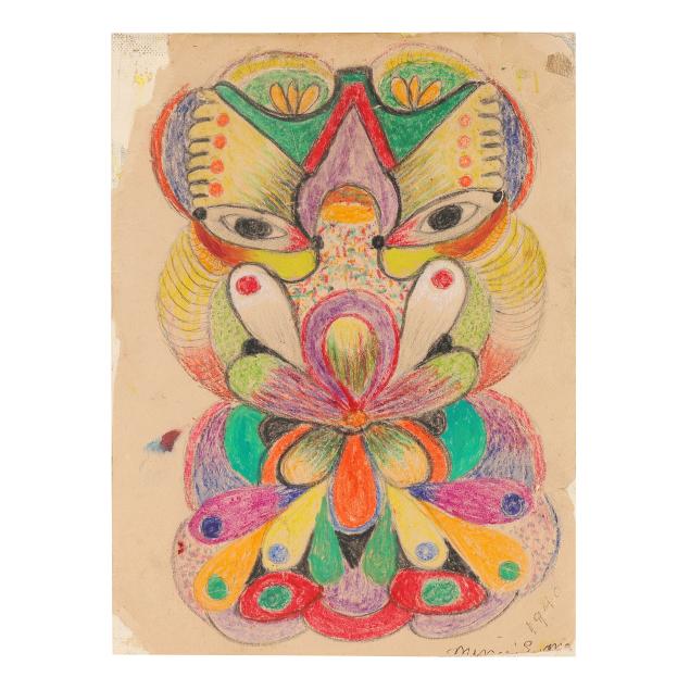 minnie-evans-nc-1892-1987-untitled-face-and-foliage