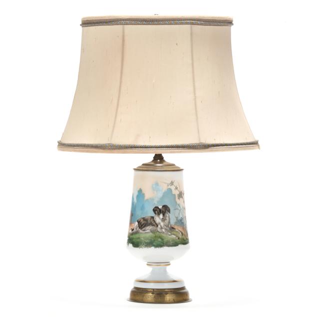 vintage-hand-painted-milk-glass-table-lamp-with-shade