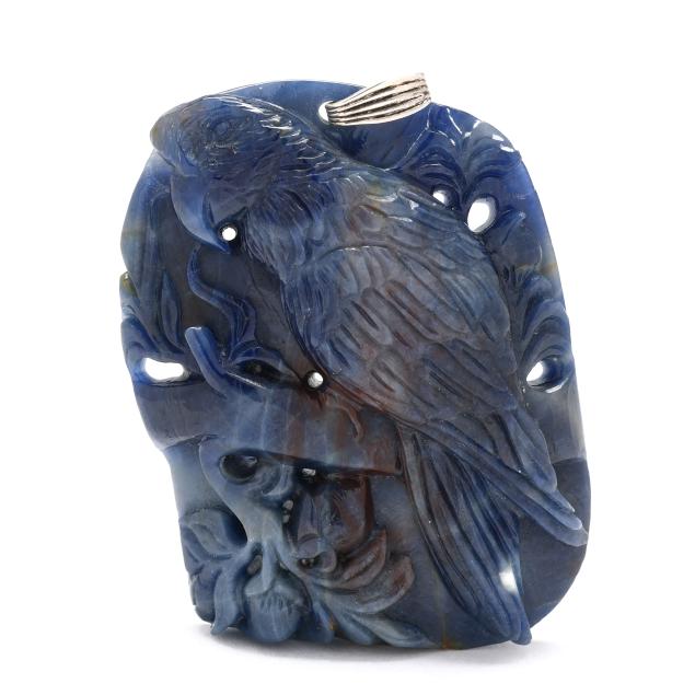 carved-sapphire-avian-motif-pendant